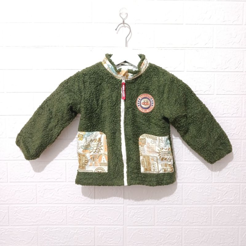Jaket Bulu Sherpa Anak Anpanman Army