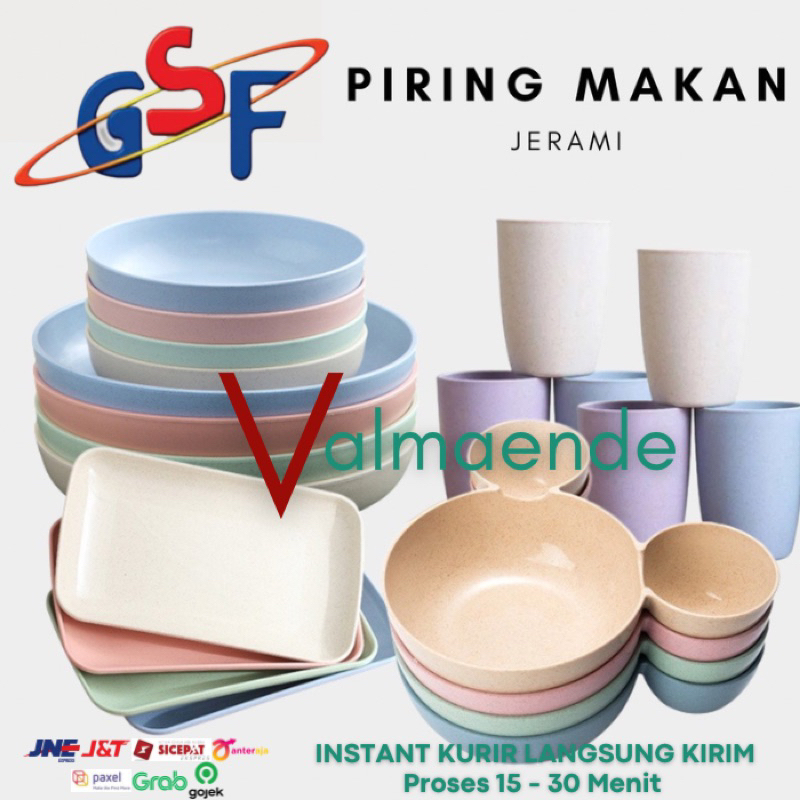 Piring Jerami Mangkuk Kuah Cangkir Jerami Piring Makan GSF Sendok Makan