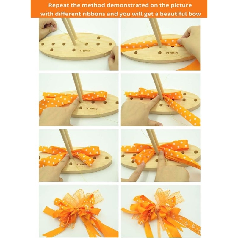 WITBASS Bow Maker for Ribbon ,3-in-1 Multipurpose Oval Wooden Bow Making Tool for Ribbon Crafts DIY Decoration for Christmas ,Valentine's Day ,Easter，All Holidays, we Have add Manual