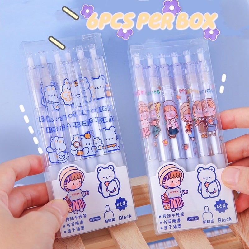 

(Koleksi Kk) 6PCS PULPEN CETEK MEKANIK KARAKTER LUCU 0.5MM - BALLPOINT MEKANIK