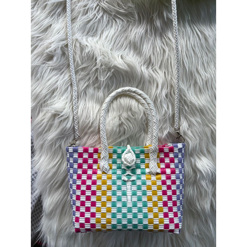 (TANPA ACCESORIES) READY CANDY BAG Tas Jaly Tas Jali Tas Anyaman Premium Warna Permen