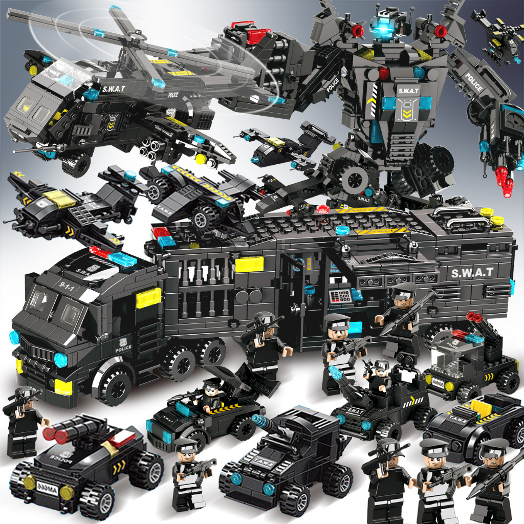 【Penjual Lokal】COD 3027PCS Robot Polisi Mainan Brick Blok City Police 700Pcs Vehicle Hawk SWAT Mainan Hadiah Ulang Tahun Mainan Anak Laki Laki