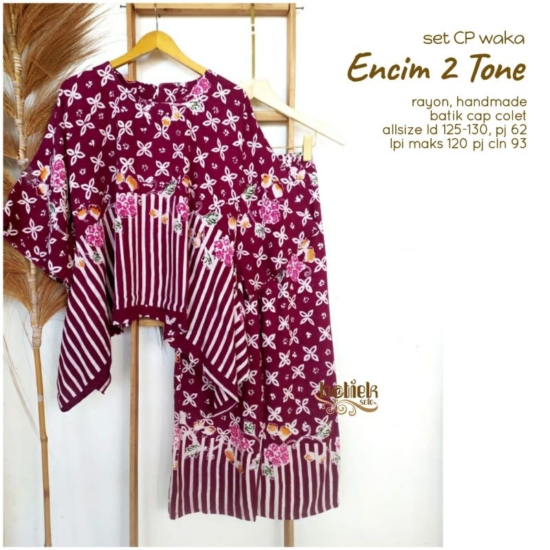 ENCIM 2TONE / SET WAKA BATWING BATIK ADEM PREMIUM BY BATIEK