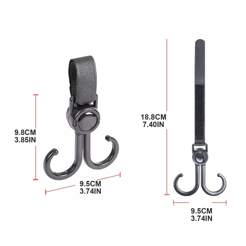 Kait Stroller Bayi Multifungsi / Stroller Hook Adjustable / Tali Kait Gantungan Sepeda Serbaguna / Purpose Pram Hook Aksesoris Stroller  Belanja / Prop Gantungan Tas Bayi Shopping / Pram Hook