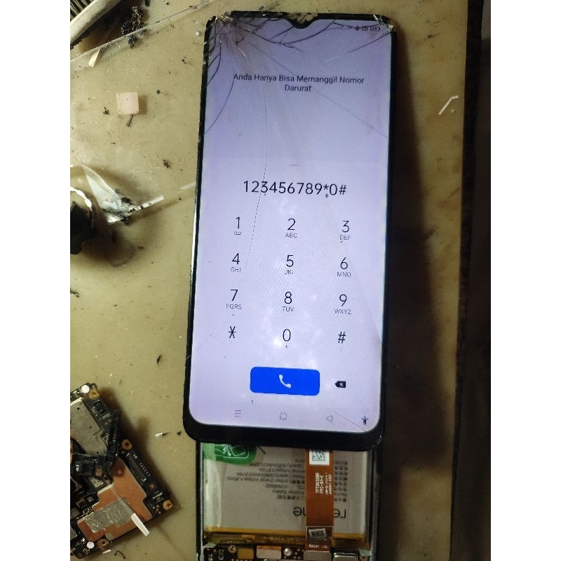LCD ORIGINAL COPOTAN REALME C15 MINUS BERCAK PUTIH