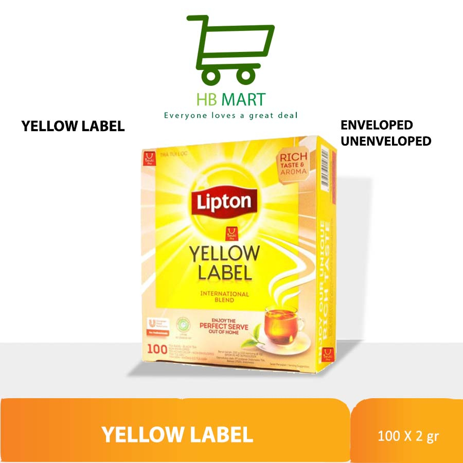 

TEH LIPTON ENVELOPED YELLOW LABEL TEA ISI 100'S X 2GR