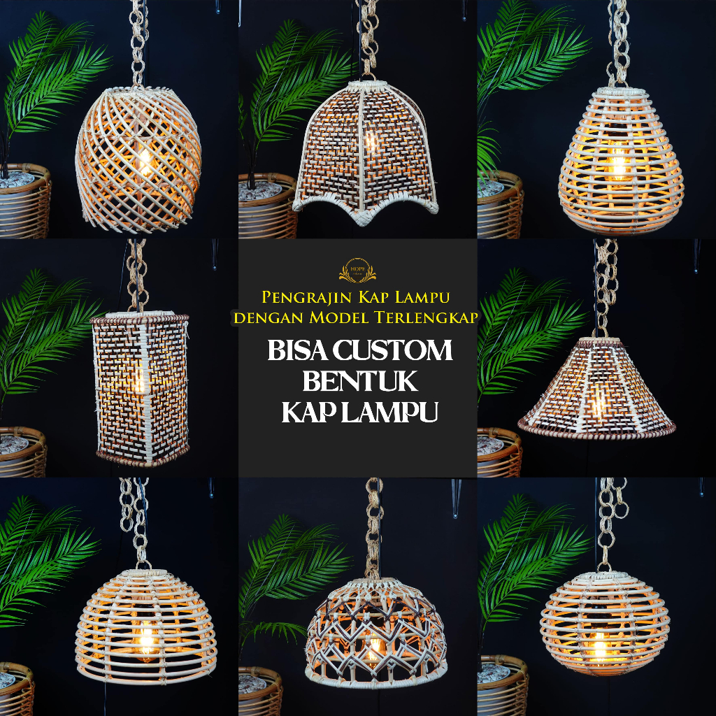KAP LAMPU HIAS GANTUNG KAP LAMPION ROTAN