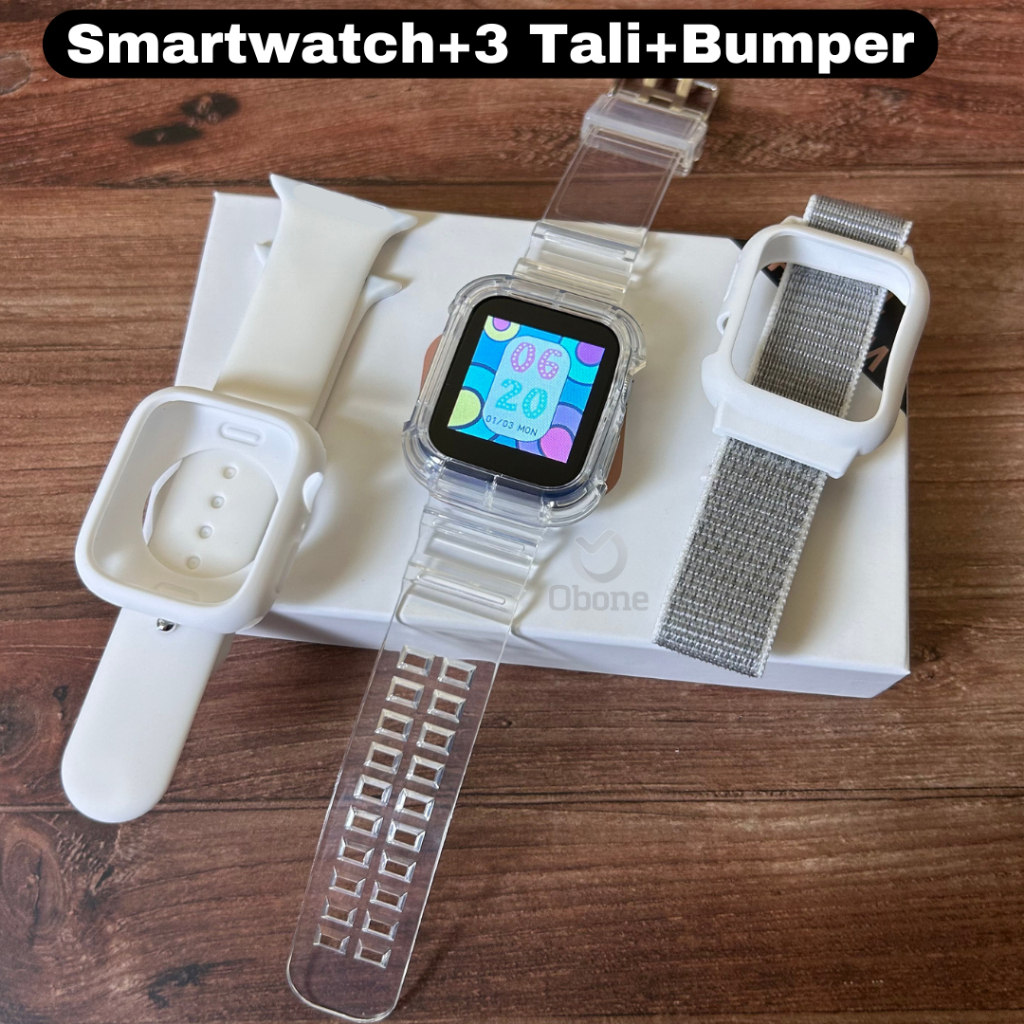 Smartwatch Dapat 3 Tali + 1 Bumper Obone Gen 8 Jamtangan Wanita COD Bluetooth Telpon Bisa pakai Foto Sendiri