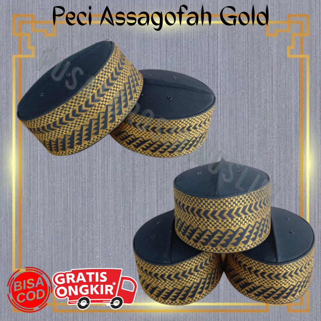 Promo Peci Assagofah Anak Hitam Gold Peci Kopiah Haji Assagofah Anak anak Termurah