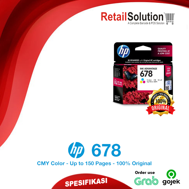 Tinta HP 678 Tri Color - Original HP Cartridge HP 1015 2515 3515 Warna