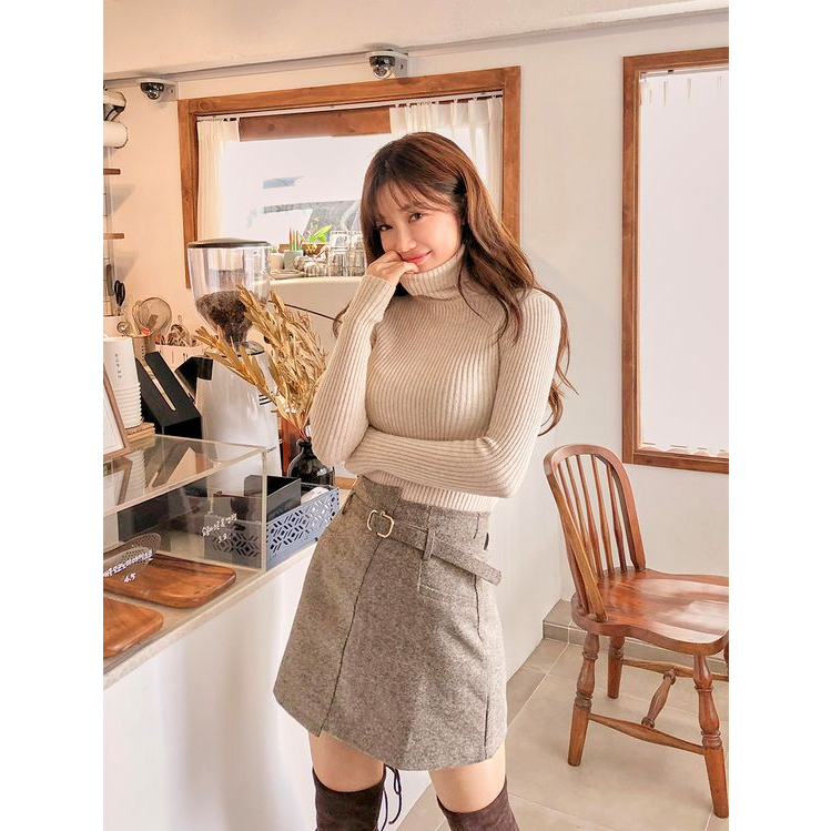 GS023 Turtleneck Tangan Panjang Rajut wanita Pretty