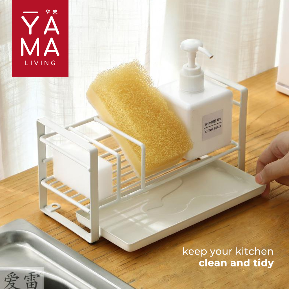 YAMA ARAU White Sponge Rack Rak Dapur Cuci Piring Spons Anti Karat Putih