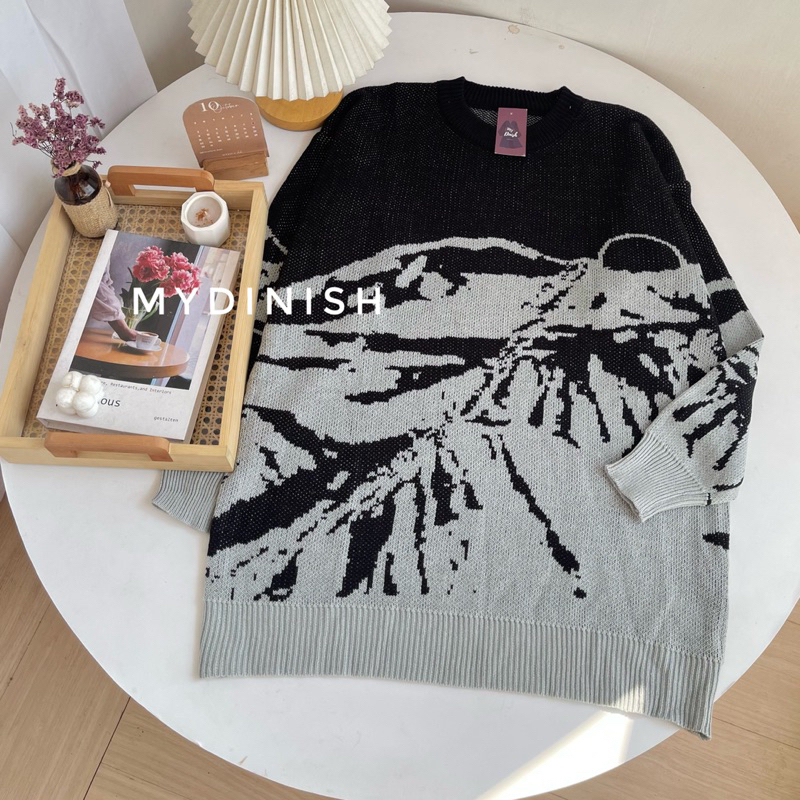 Loona Oversize Sweater Rajut Wanita Motif