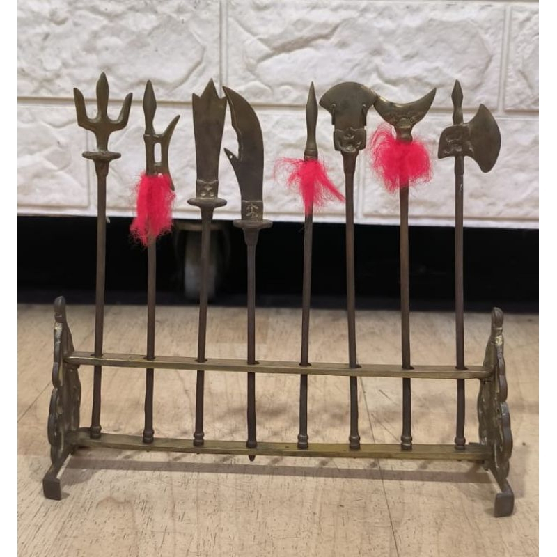 1 set miniature kuningan senjata perang tentara Cina era Sam Kok