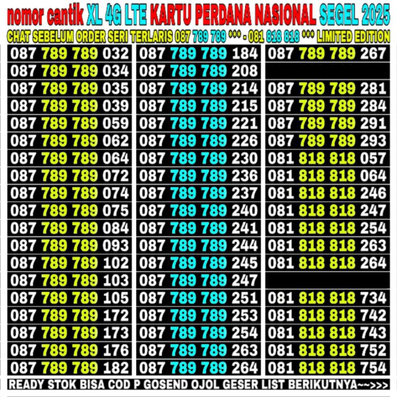 Promo nomor cantik perdana XL 4G LTE SEGEL seri 9000 9000 3000 3000 dapat dipakai diseLuruh indonesia