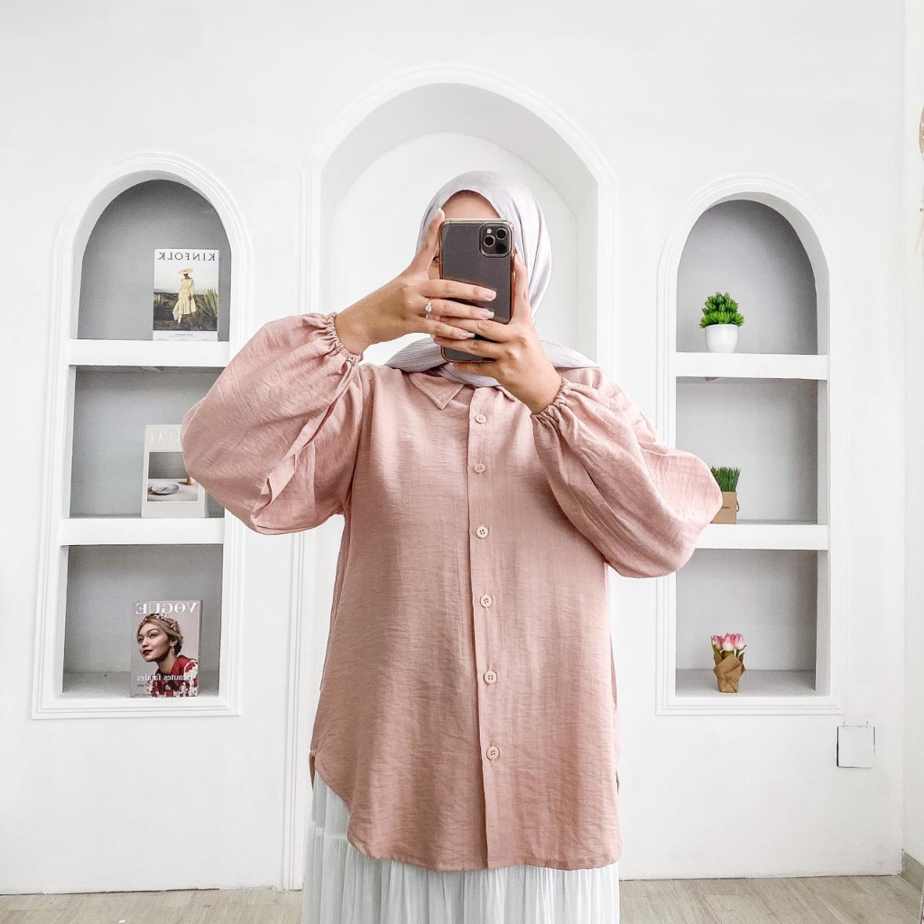 HANEEN SHIRT / FLOTTILICIOUS / KEMEJA POLO LINEN WANITA