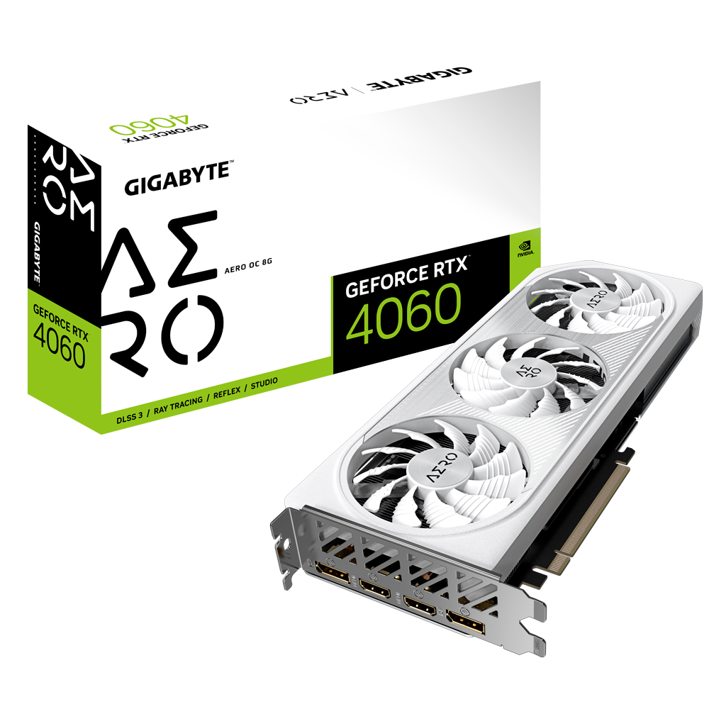 GIGABYTE GeForce RTX 4060 AERO 8GB OC GDDR6 - ADA Lovelace VGA RTX4060 DDR6