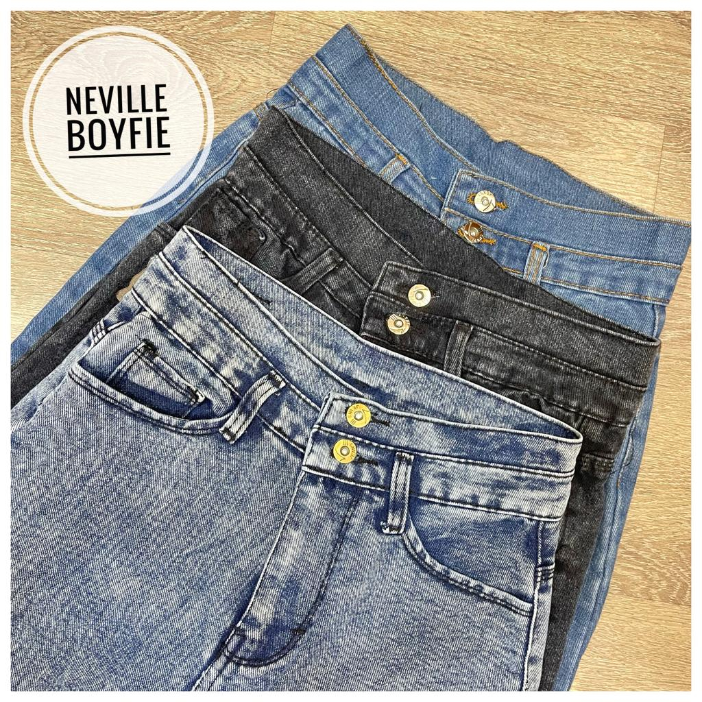 TRIVELA - JEANS HIGHWAIST DOUBLE BUTTON l JEANS BOYFRIEND KANCING 2 l NEVILLE