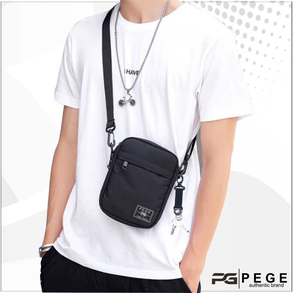 Tas Selempang Bahu Pria PEGE Monthy Slempang Slingbag Model Simpel Kasual  - PG 8938