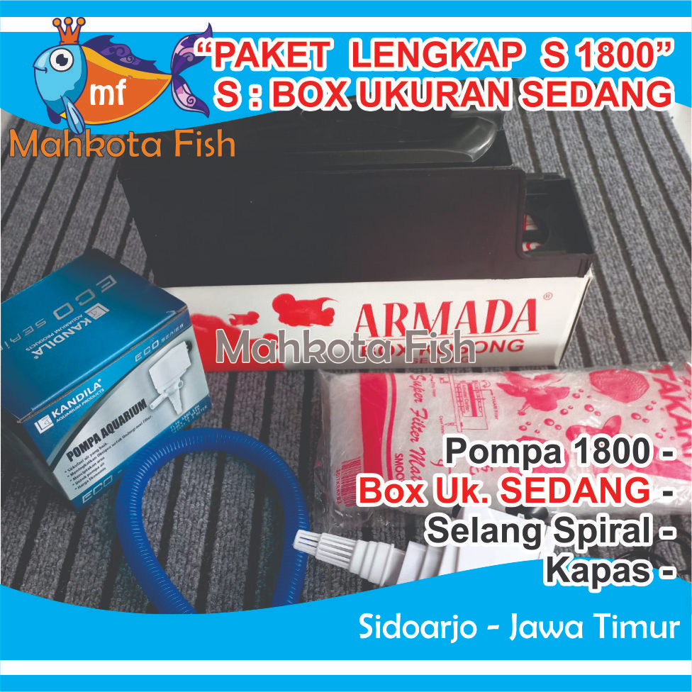 PAKET LENGKAP (S) SEDANG 1800 Top Filter Aquarium SEDANG &amp; Pompa Aquarium 1800 | HEMAT ENERGY (FREE Buble)