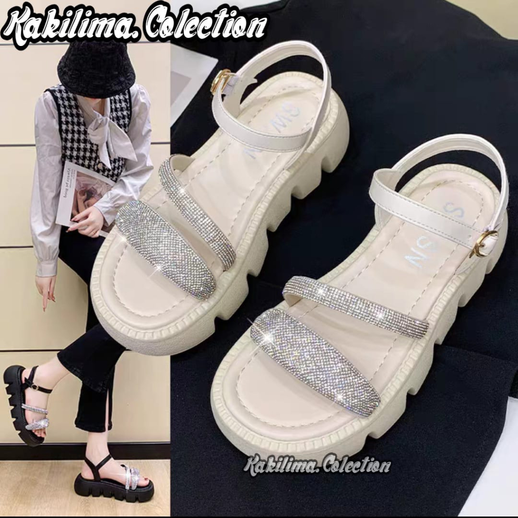 Sandal gliter tali wanita fashion style sandal karet jelly perempuan blc8391