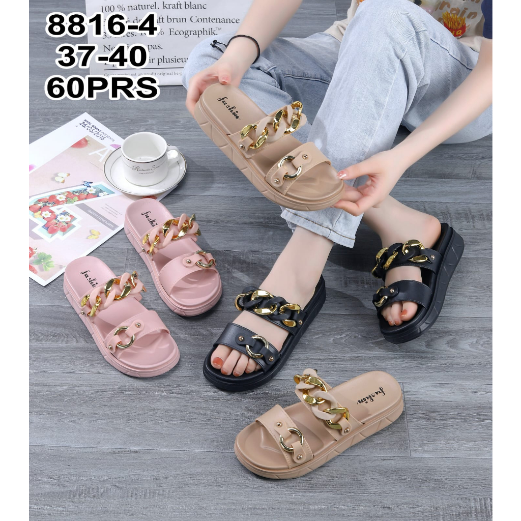 Sandal Wanita Ban 2 Ring O Gold Rantai Korean Import Winola Colection WNL 8816-4