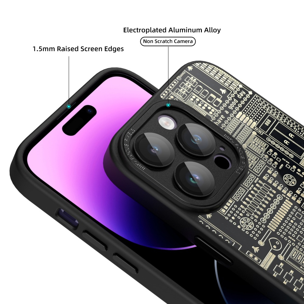 Circuit Board Pattern Phone Case For Iphone 14+ Plus 13 12 11 Pro Max Series Sense Of Technology Design