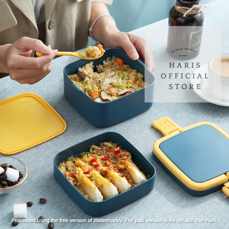 Satu Keluarga Kotak Makan 2 Tingkat F 011Tempat Bekal Makan Double Layer Food Grade Lunch Box Susun Bahan Plastik