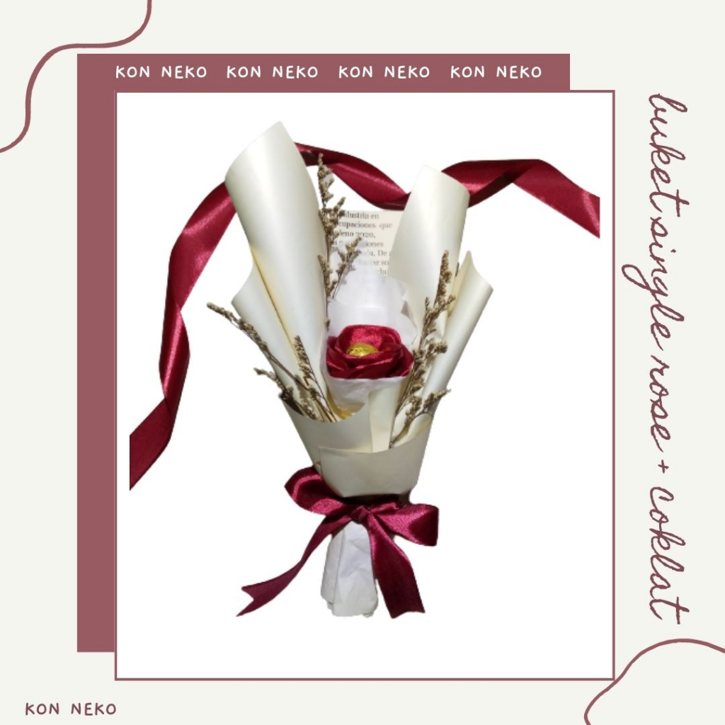 Buket single rose choco / buket bunga kecil /buket bunga dan coklat/ bukat kecil / buket mini bucket