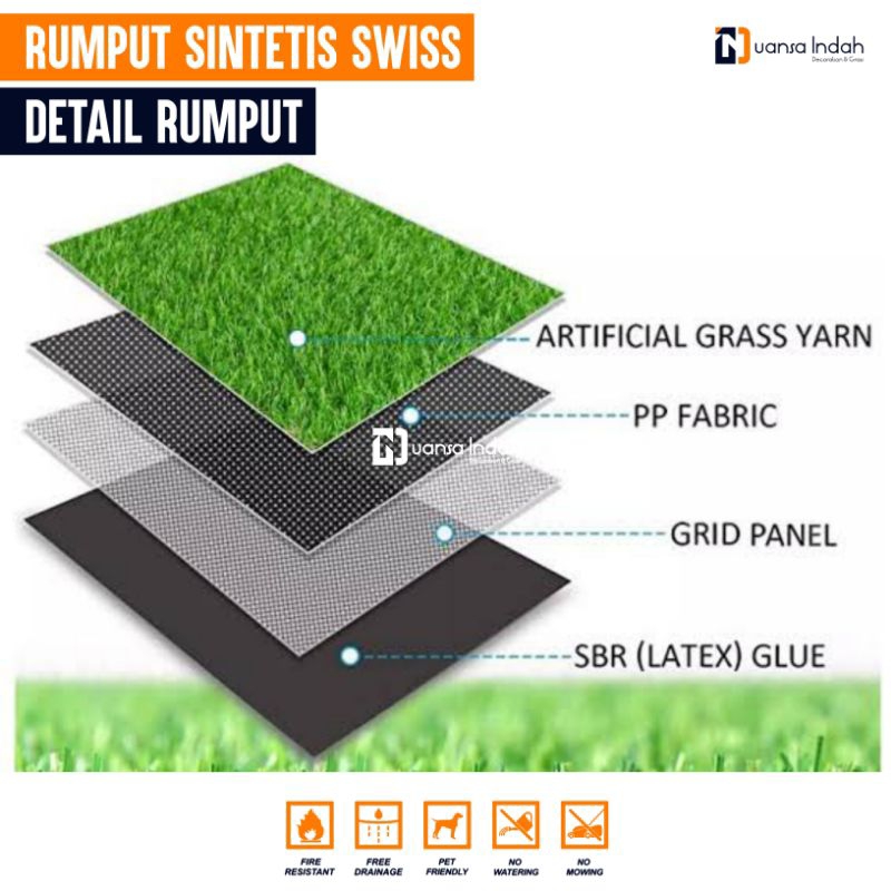 RUMPUT SINTETIS SWISS STANDAR UKURAN 25x50 CM