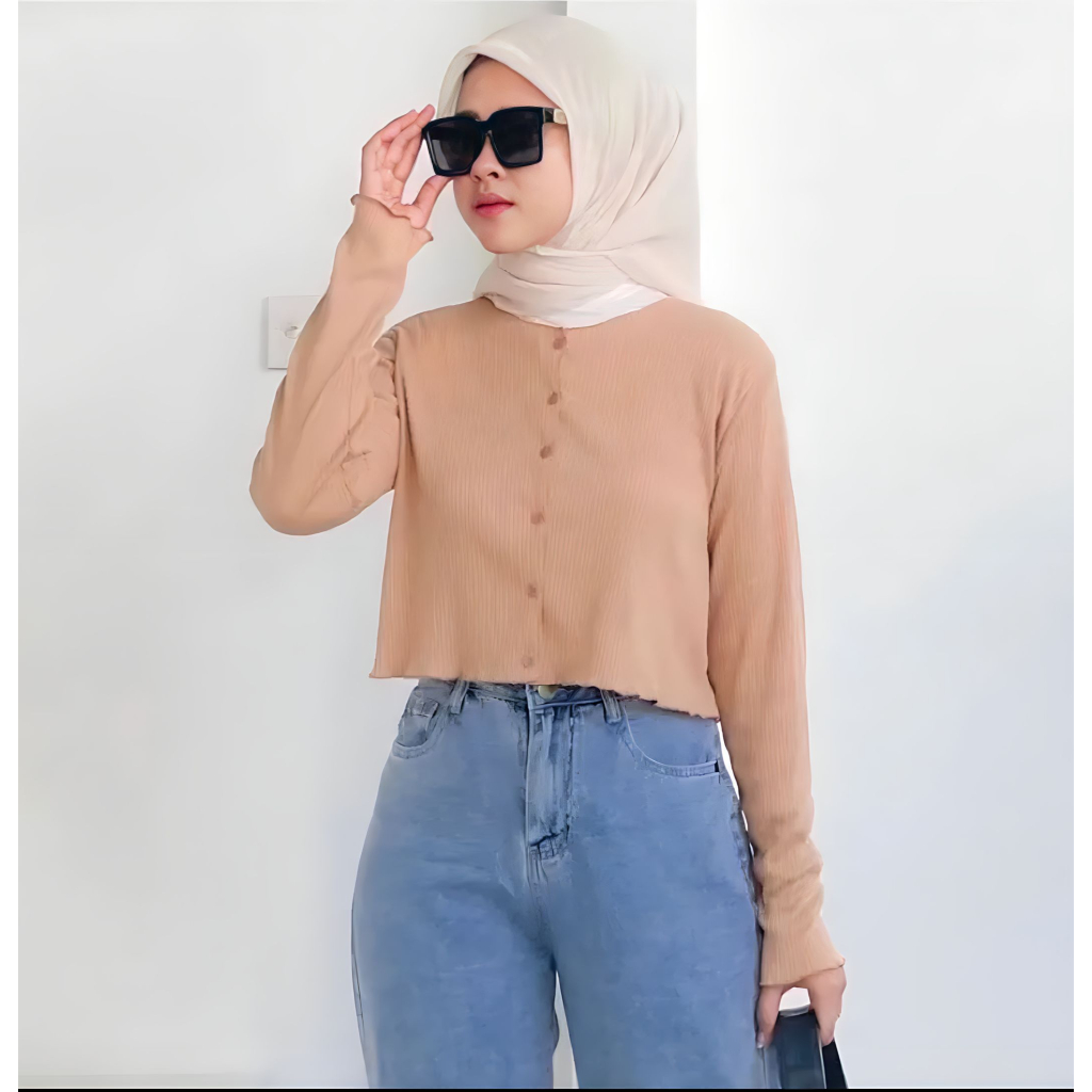 Cardigan Rajut Crop Pastelly - Bailey Curly Crop Top Korean