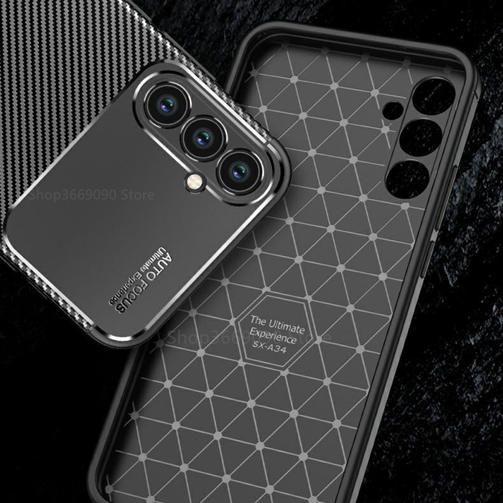 Case Samsung Galaxy A14 4G/ 5G A24 A34 54 Fiber Textured Motif Carbon