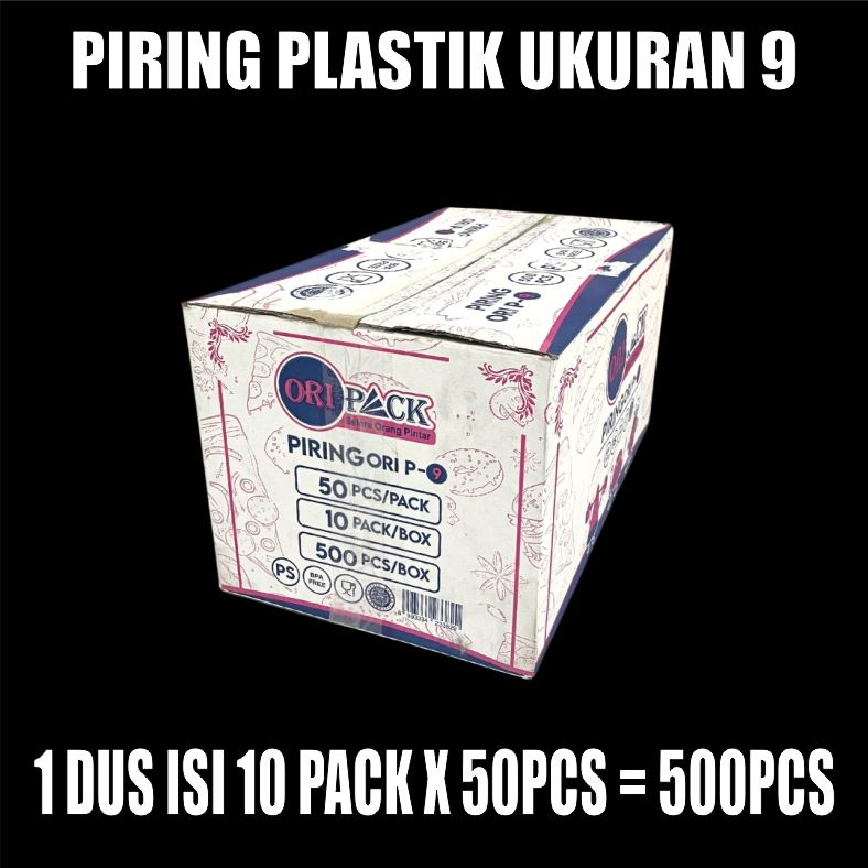 Piring Makan Plastik PerDus Uk 9 Besar L Pesta Disposable Murah P9 Warna Putih SemuaJasaKirim