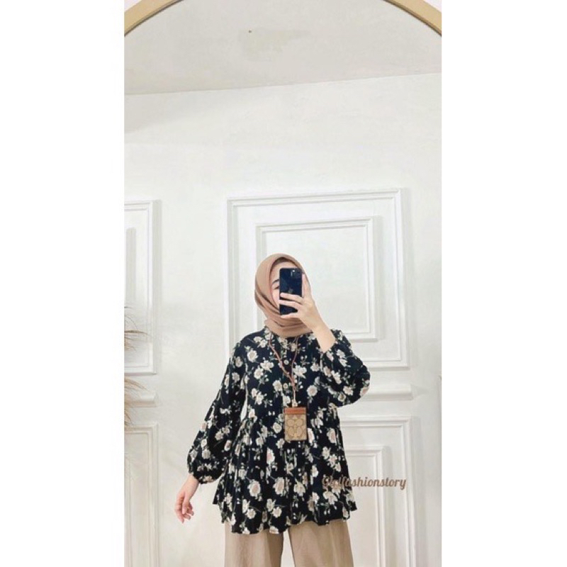 NALA TOP BLOUSE - ATASAN BLOUSE JUMBO MOTIF BUNGA