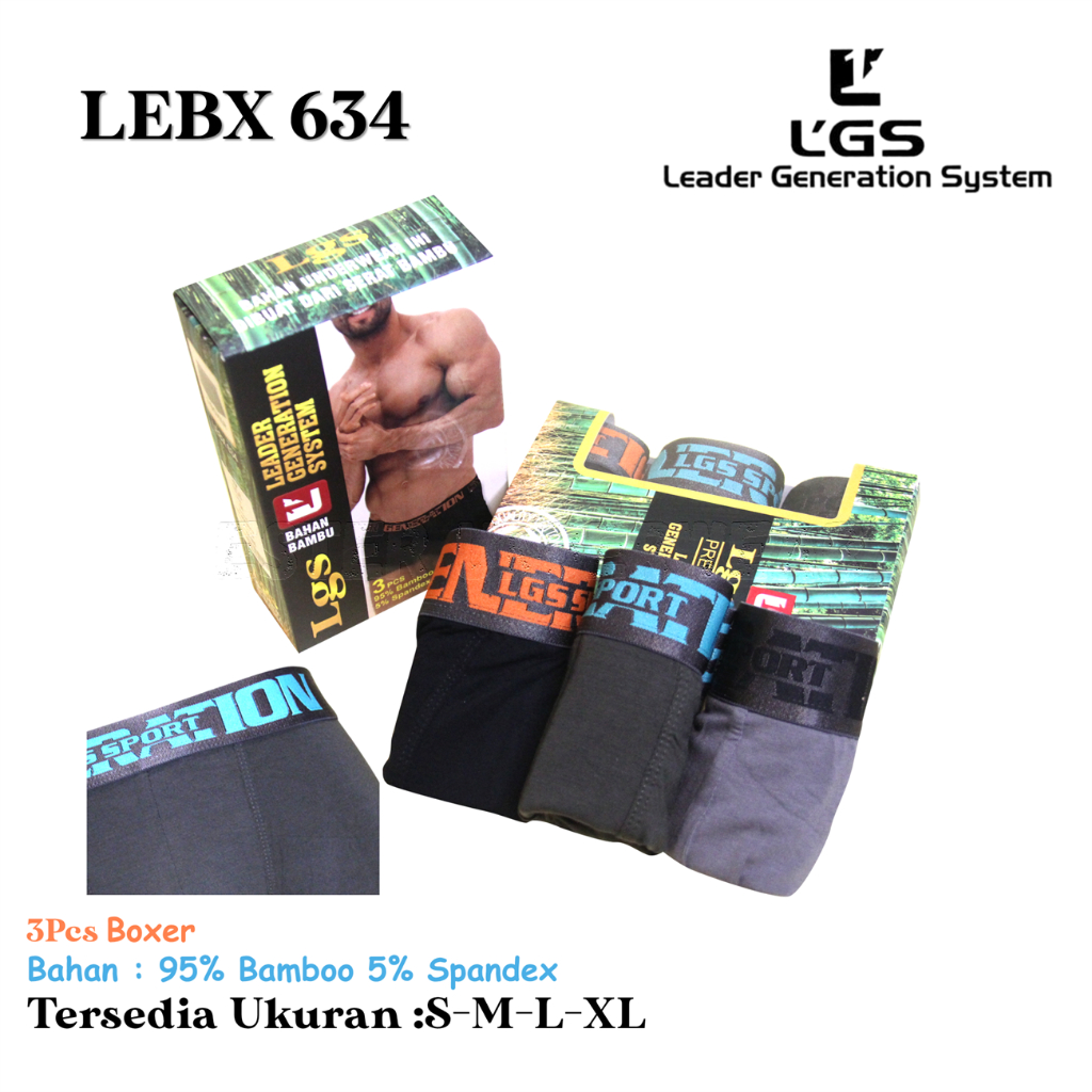 LGS Mens Underwear Premium Celana Boxer Pria LGS 634 Isi 3 Pcs