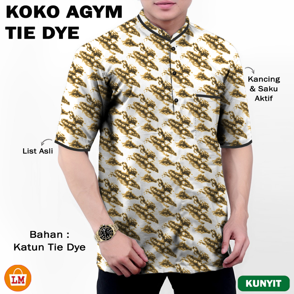 LM KOKO AGYM Tie Dye/Baju Koko Lengan Pendek/Baju Pria Muslim TERLARIS TERBARU TERMURAH / Baju Pria 