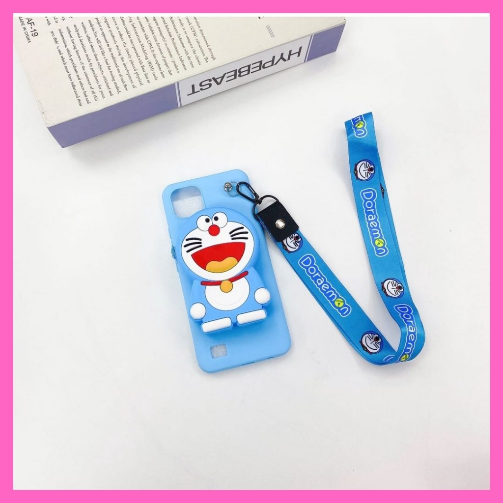 Samsung A21 CASE DOMPET KARTUN + TALI GANTUNGAN