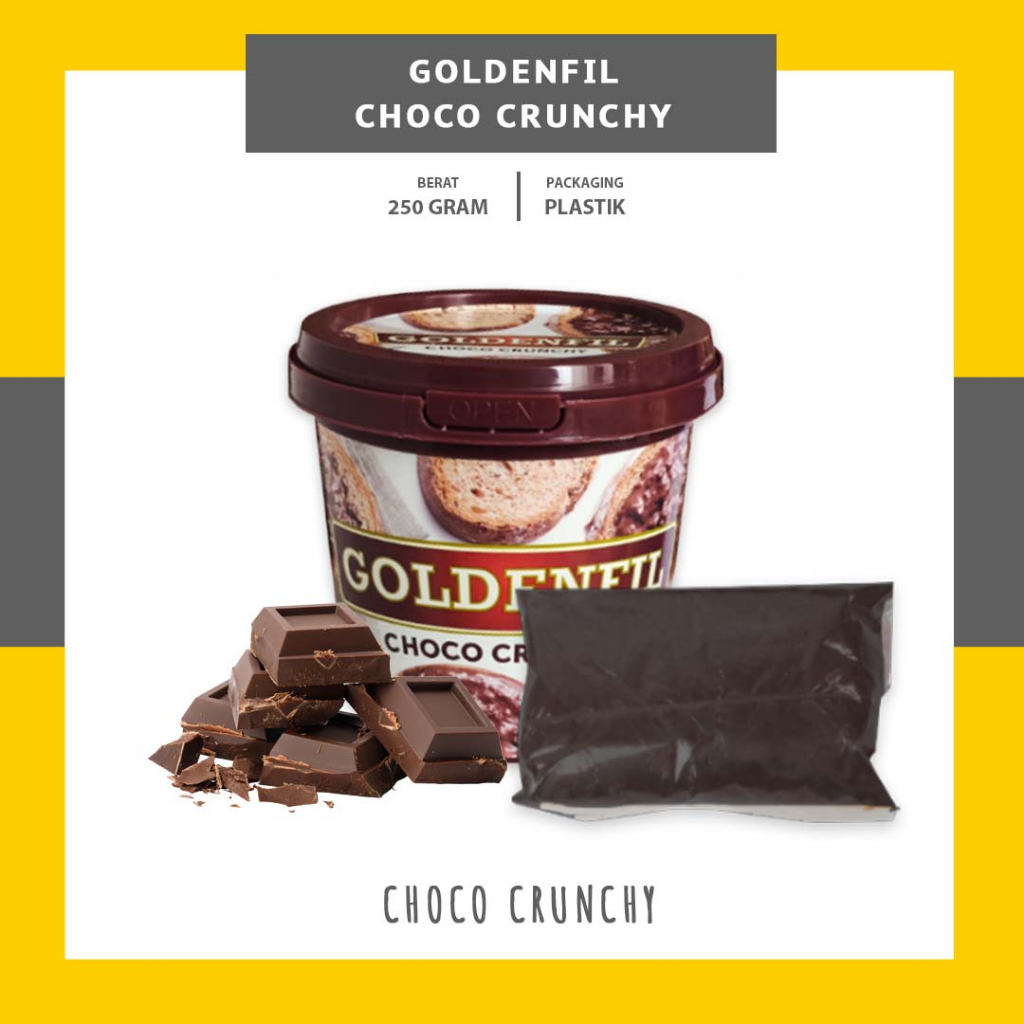 CHOCO CRUNCHY GOLDENFIL CHOCO CRUNCHY 250GR - SELAI COKLAT MATCHA RENYAH - HAZELNUT GREEN TEA CHOCOLATE TIRAMISU - SELAI RENYAH CRUNCHY COKLAT - SELAI ISIAN ROTI BAKAR