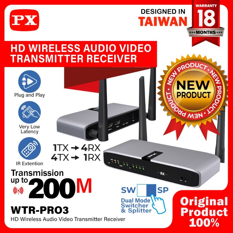 PX WTR-PRO3 Wireless HDMI Ekstender Video Audio Transmitter Receiver