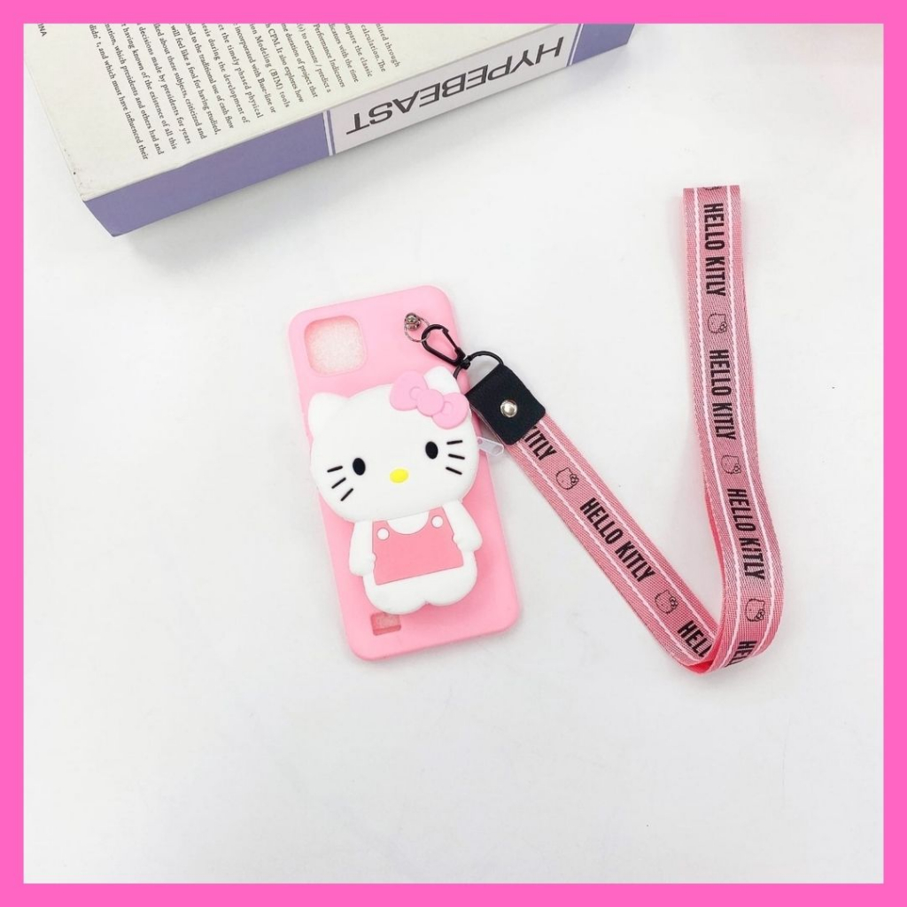 CASE INFINIX HOT 10 DOMPET KARTUN + TALI GANTUNGAN