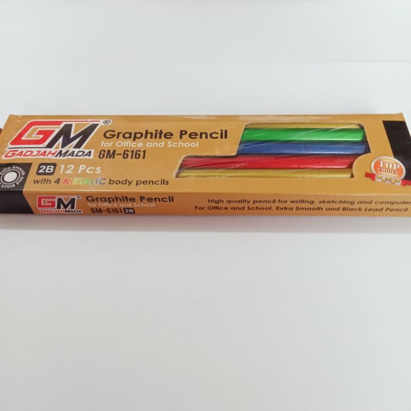 

[COD] isi 1 lusin Pensil kayu merek GM (Gadjah Mada) - warna metalic - 2B - GM-6161