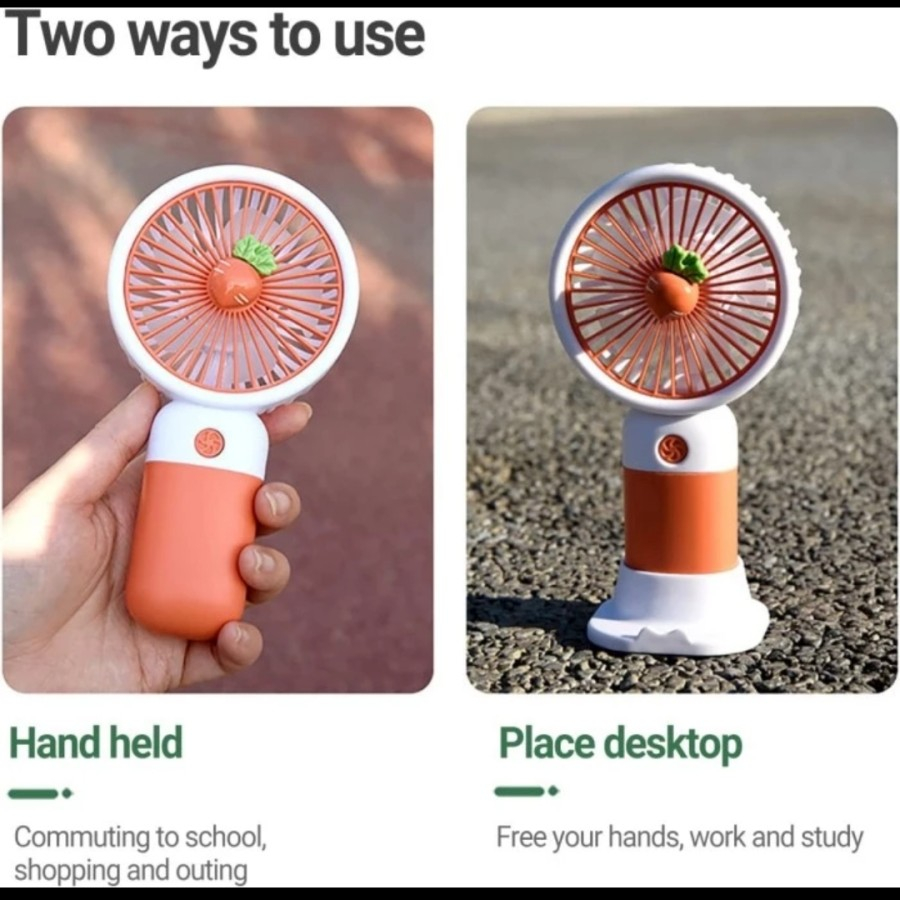 Kipas Karakter Buah Portable Fan Mini Angin Genggam Travel Desktop Set