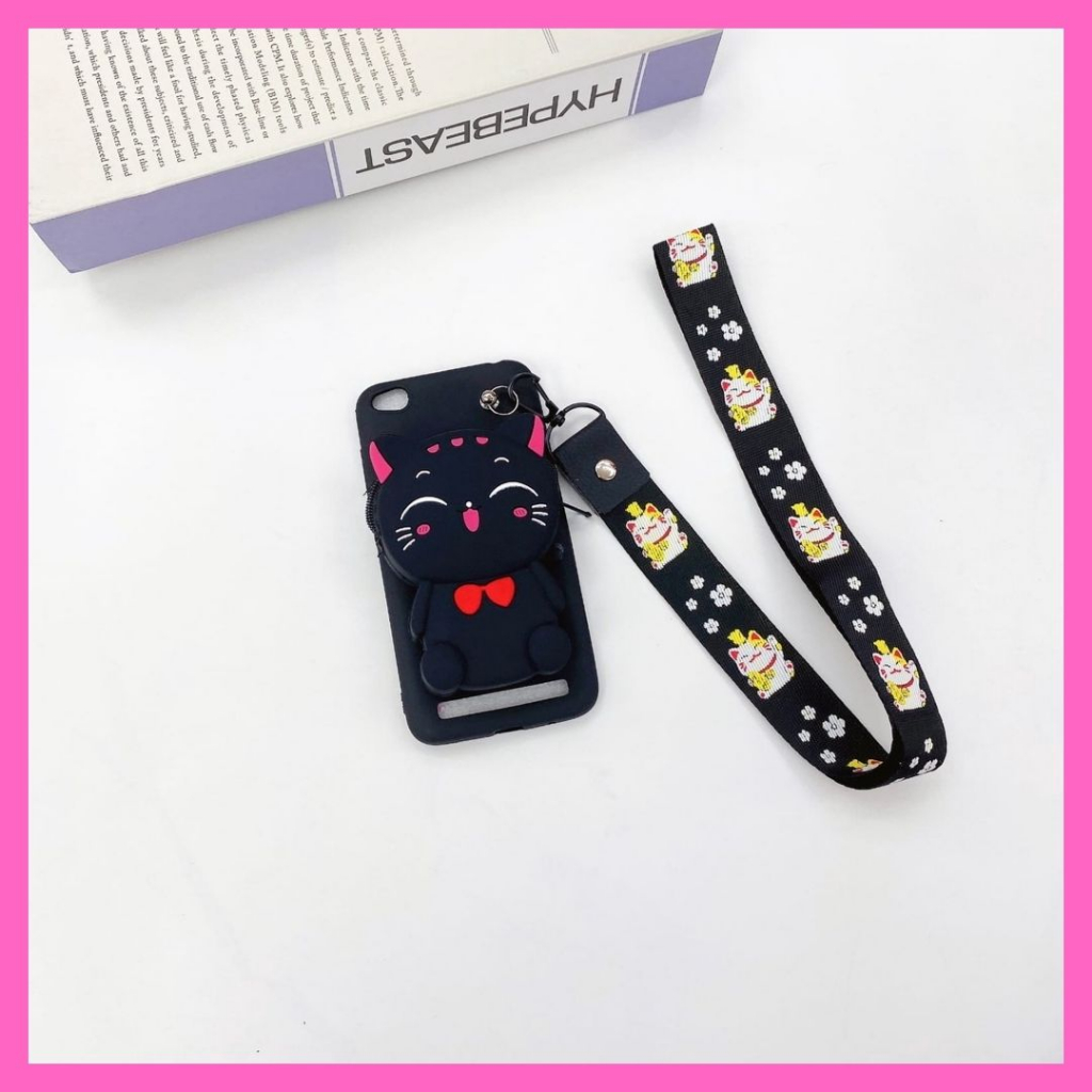 Realme 3 CASE DOMPET KARTUN + TALI GANTUNGAN