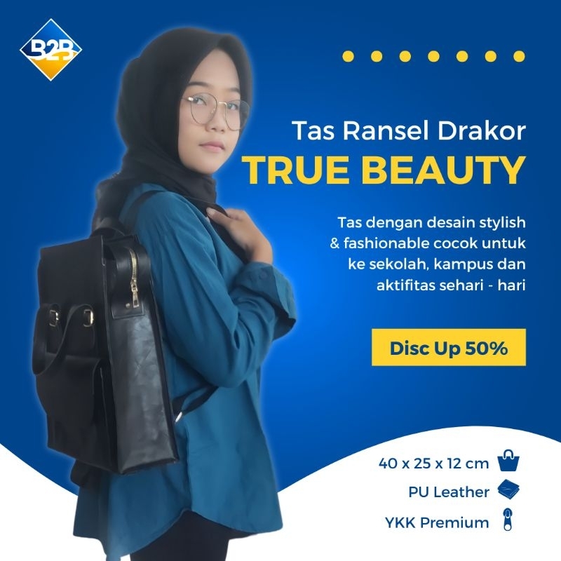 (KHUSUS PRODUK CUSTOM) TAS RANSEL FILM DRAKOR TRUE BEAUTY DAN WEDNESDAY ADDAMS