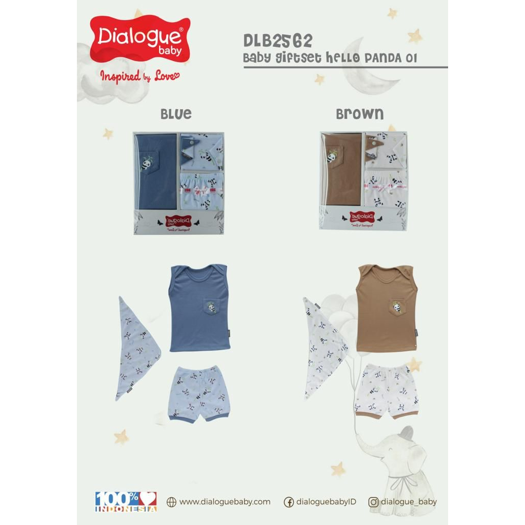 Dialogue Baby Gift Set Cute Panda &amp; Hello Panda Series - Set Hadiah Bayi Newborn DLB256