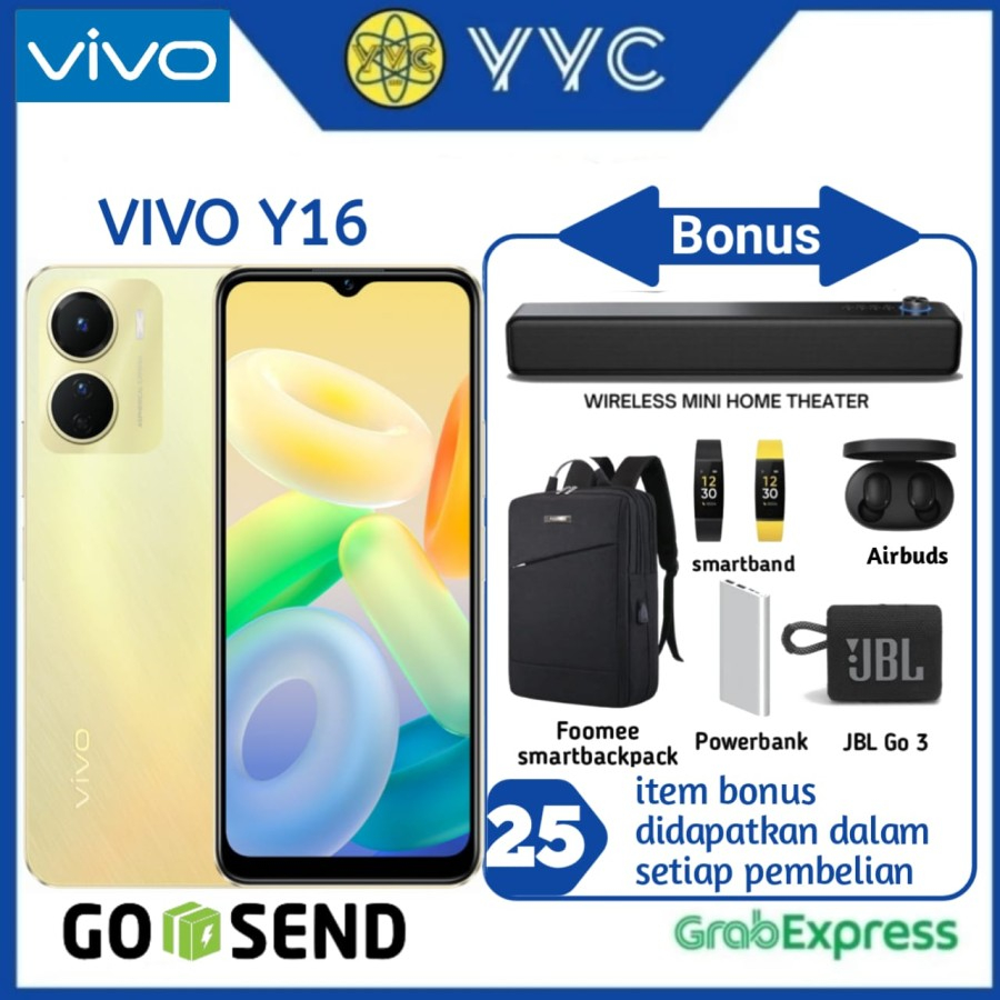 Vivo Y16 Ram 3/32GB dan Ram 4/32GB - Garansi Resmi