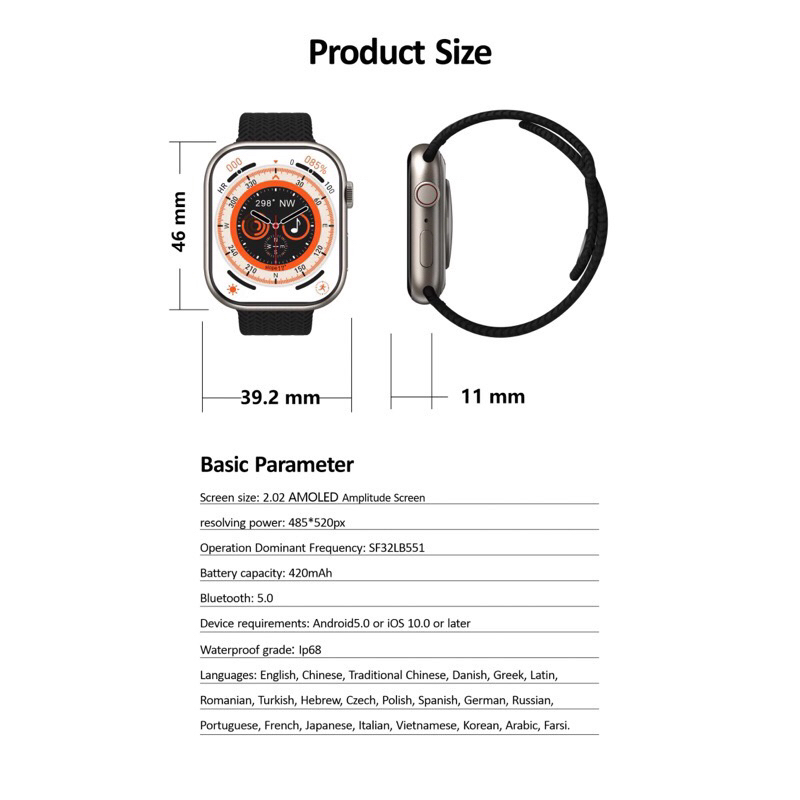 HK 9 PRO + ( PLUS ) VERSION SMARTWATCH AMOLED 2.2 INCH CHAT GPT VOICE ASSISTANT GPS NFC HK 9 PR