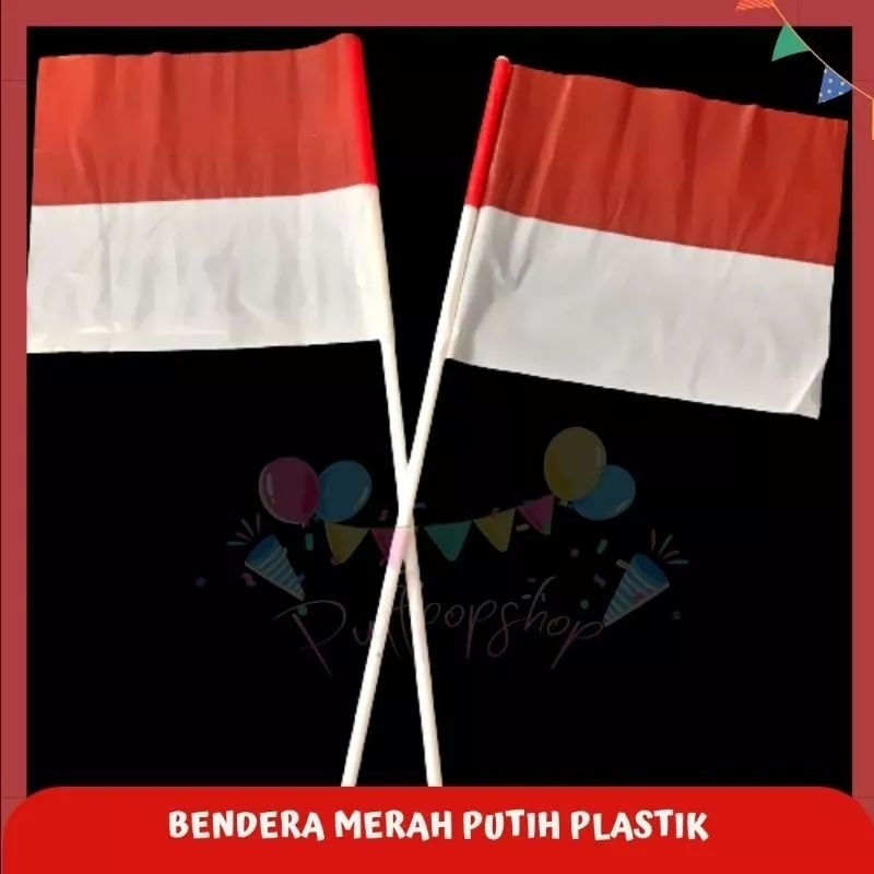 BENDERA TANGAN MERAH PUTIH GAGANG PLASTIK ISI 100 MURAH / BENDERA PAWAI / BENDERA MERAH PUTIH STIK