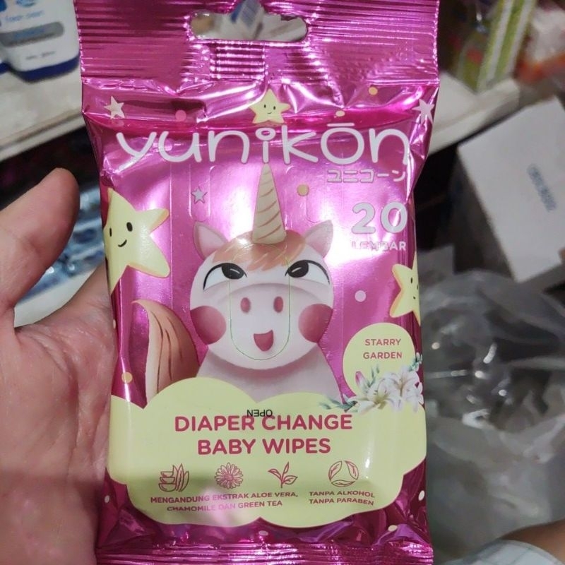 tisu basah yunikon diaper wipes 20 lembar starry garden