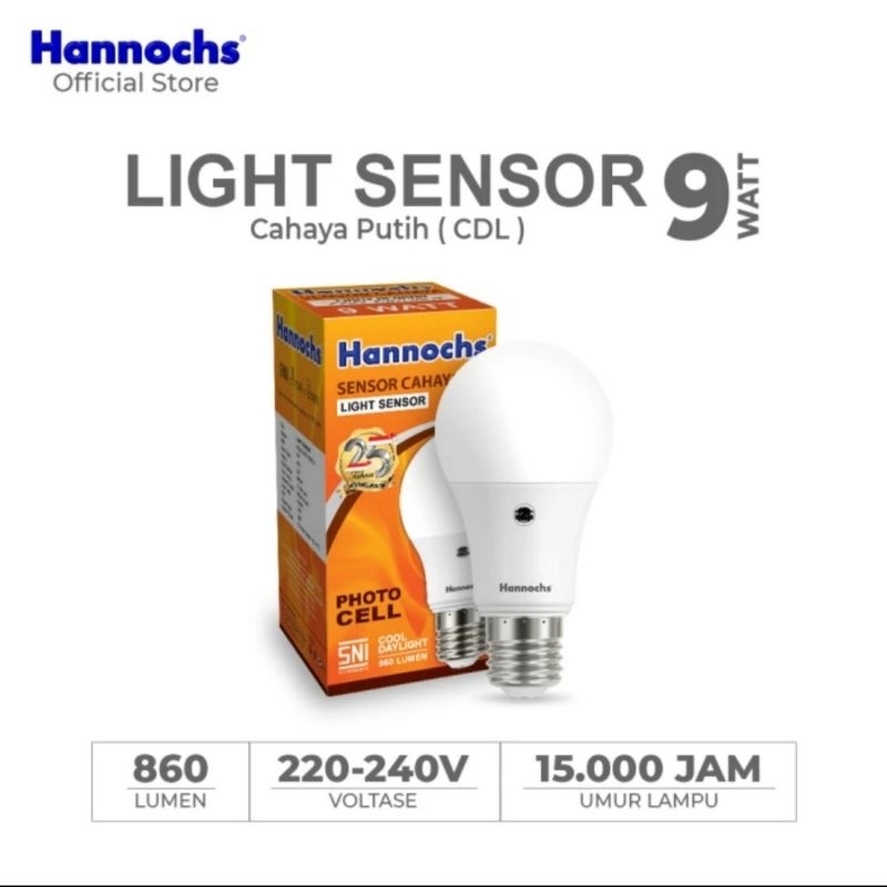 LAMPU LED HANNOCHS 9W LIGHT SENSOR